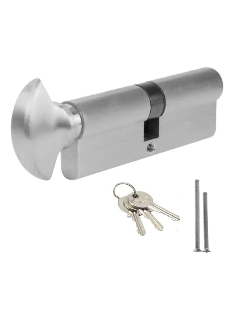 KNP KNP 70mm Eclipse Heavy Cylinder Lock With Key (Stainless Steel) Designed for durability and reliable protection 
