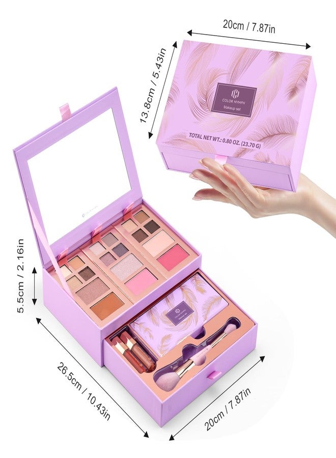 كولور_نيمف مجموعة مكياج كاملة من كولور نيمف - 2025 لونًا عصريًا، خالية من القسوة، مثالية للإطلالات اليومية، والمهرجانات، والحفلات، والإطلالات الاحترافية، مع علبة تخزين مجوهرات قابلة للفصل، هدية مثالية للمراهقين والشباب (بنفسجي) - Image 3