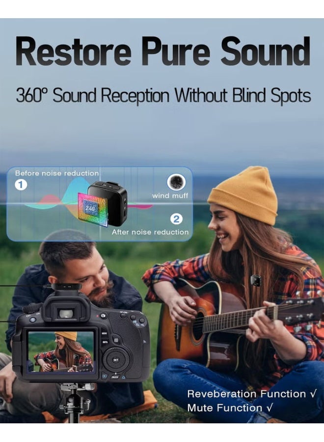 Wireless Lavalier Microphone - 3 in 1 Microphone Tik Tok Live Mobile Video Recording 2.4G Noise Cancelling Mini Microphone - For iPhone / Android / Camera - Image 3