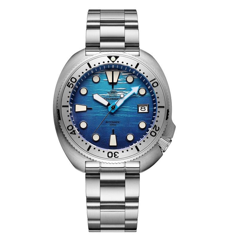 ADDIESDIVE Mens Automatic Dive Watch Stainless Steel NH35A Mechanical Movement 200M Waterproof Blue Deep Sea Dial - Image 1