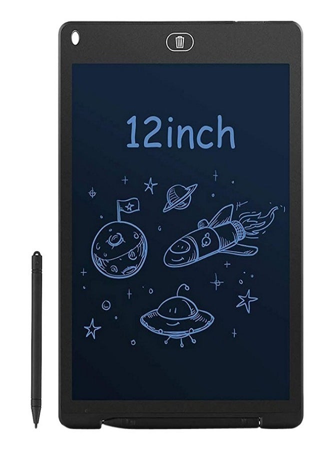 Generic LCD Writing Tablet 12 Inch Handwriting Pen Intelligent , Suitable for Family, School, Office, Children and Adults Writing Board, Lock Erase  Button,Electronic Writing Doodle Pad Digital Drawing - Plain (Black)  - Image 1