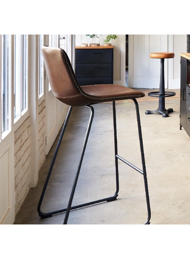 atmosphera Lois Elegant Design Polyurethane Adjustable Bar Chair Brown 101.5 x 34.5 x 40.5 cm 156926B  - Image 2