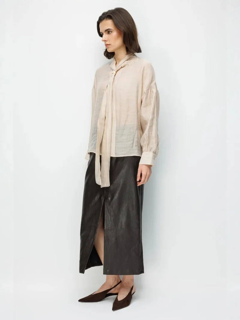 MixRay MIXRAY V-Neck Tie Detail Blouse