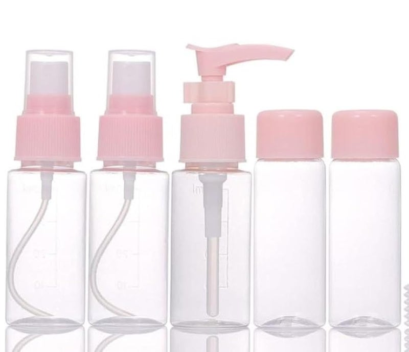 Travel Bottles for Cosmetics - 5 Bottles Empty Refillable Plastic Bottles Leak Proof Travel Size for Shampoo Conditioner Cosmetics Shower Gel - Image 1