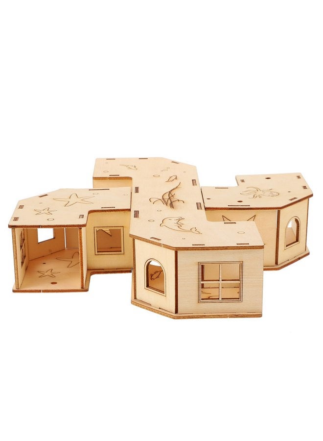INOOMP Hamster Tunnel Toy Wooden Chinchilla Hamster Tubes and Tunnels Kit Maze Tunnel Toy Pet Exercising Toy Creative Maze House Pet Dwarf Maze Playground Pet Tunnel Gerbil - Image 2
