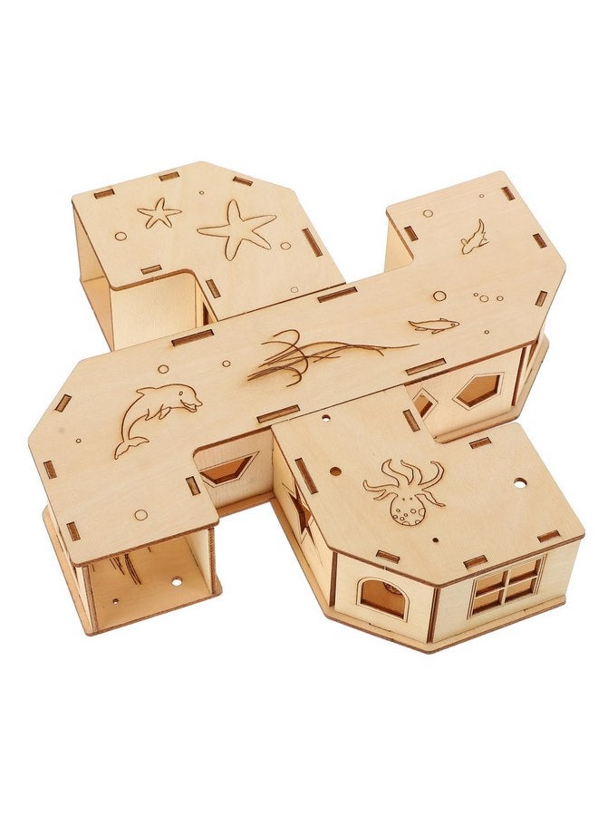 INOOMP Hamster Tunnel Toy Wooden Chinchilla Hamster Tubes and Tunnels Kit Maze Tunnel Toy Pet Exercising Toy Creative Maze House Pet Dwarf Maze Playground Pet Tunnel Gerbil - Image 1