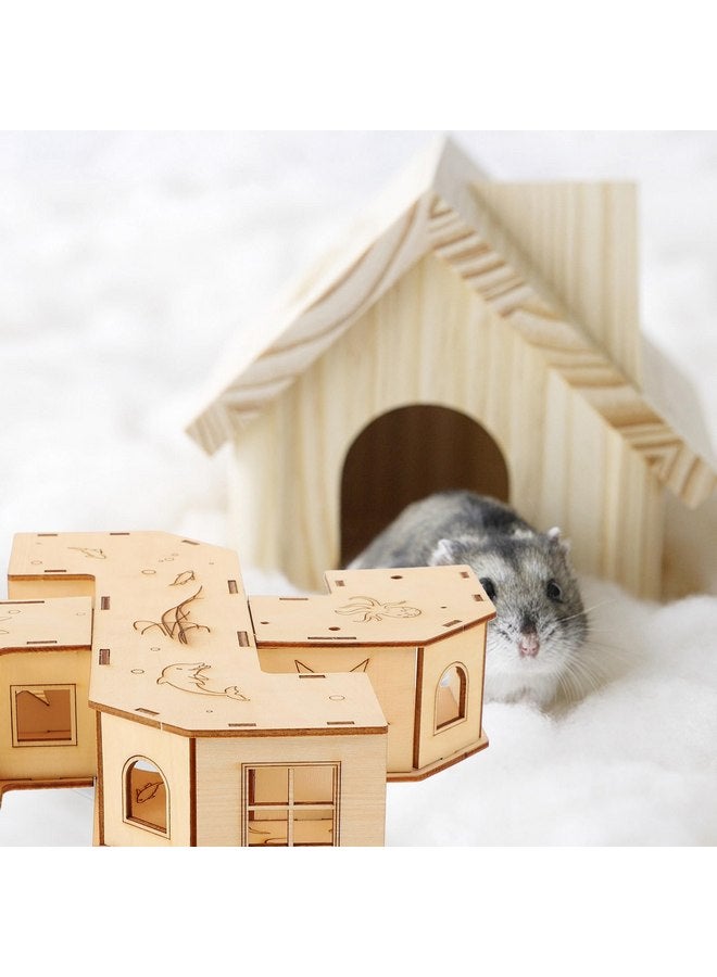 INOOMP Hamster Tunnel Toy Wooden Chinchilla Hamster Tubes and Tunnels Kit Maze Tunnel Toy Pet Exercising Toy Creative Maze House Pet Dwarf Maze Playground Pet Tunnel Gerbil - Image 3