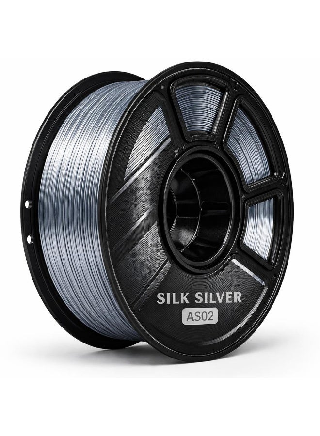 robotgcc PLA Silk Silver 1.75mm 3D Printing Material 1KG Spool for FDM 3D Printer Glossy Metallic Finish Smooth Extrusion Stable Diameter Low Warping Strong Layer Adhesion Easy Print High Precision Consistent Flow Decorative Models DIY Projects Premium Surface Effect - Image 1