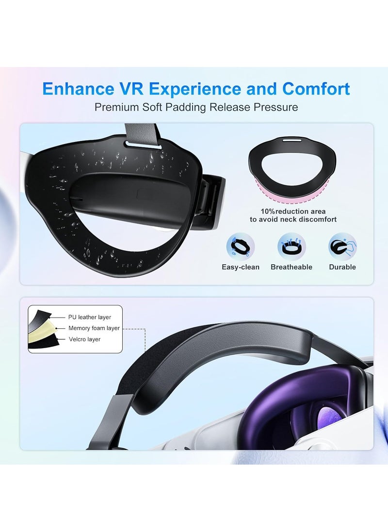 Head Strap for Oculus Quest 3,3-in-1 Adjustable Headband,Replacement for Elite Strap,for Enhanced Support and Comfort in VR,Headband VR Accessories with Charging Function,Suitable for Children and A - Image 5