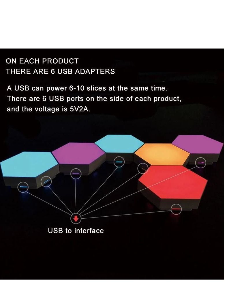 10-Piece Honeycomb Design Hexagonal LED Touch Quantum Light Set RGB Color - Image 5