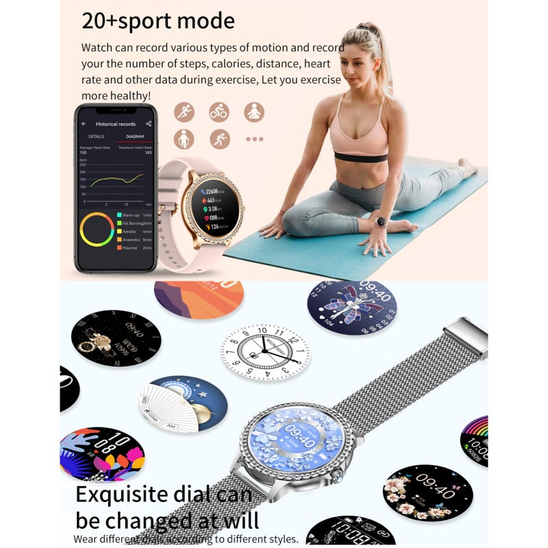 ساعة ذكية بشاشة تعمل باللمس عالية الدقة مقاس 1.32 بوصة بدقة 360 × 360 بكسل - ساعة رياضية مقاومة للماء بمعيار IP67 مع أكثر من 20 وضعًا رياضيًا، ساعة ذكية متوافقة مع أنظمة أندرويد وآي أو إس لمراقبة الصحة - Image 4
