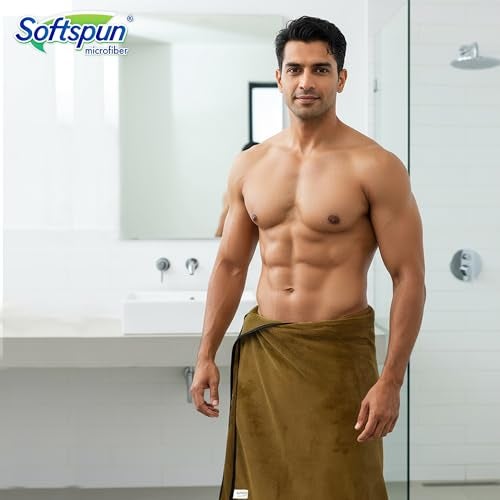 SOFTSPUN Microfiber Bath Towel 1 pc 280 GSM 70X140 Olive Green! Ultra Absorbent Super Soft & Lightweight Quick Drying for Men & Women Daily Use Extra Large Size Unisex. - Image 3