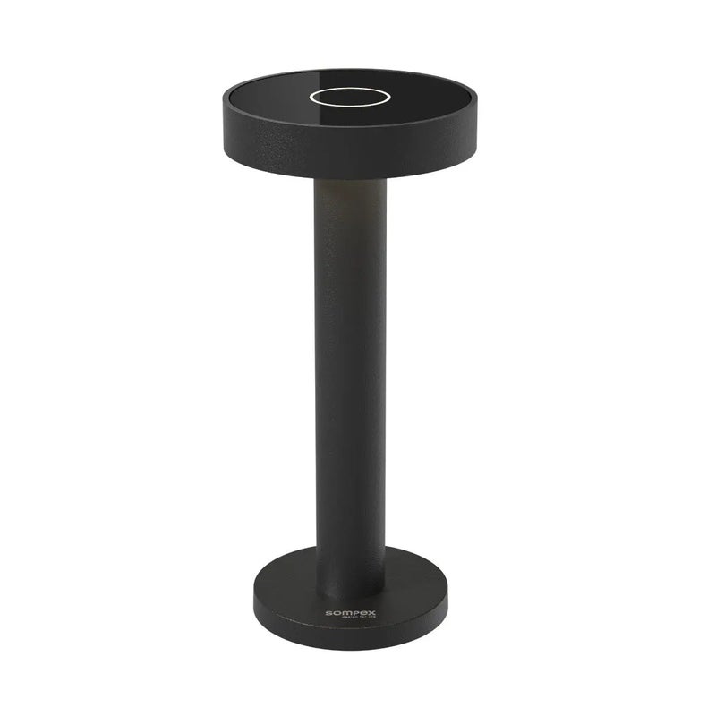 Sompex Boro Rechargeable Table Lamp, Matte Finish | 2 warm white light colours | Stepless touch dimmer | IP65 (water-resistant) | Suitable for indoors and outdoors | Aluminium | (H 20 cm) - Black - Image 1