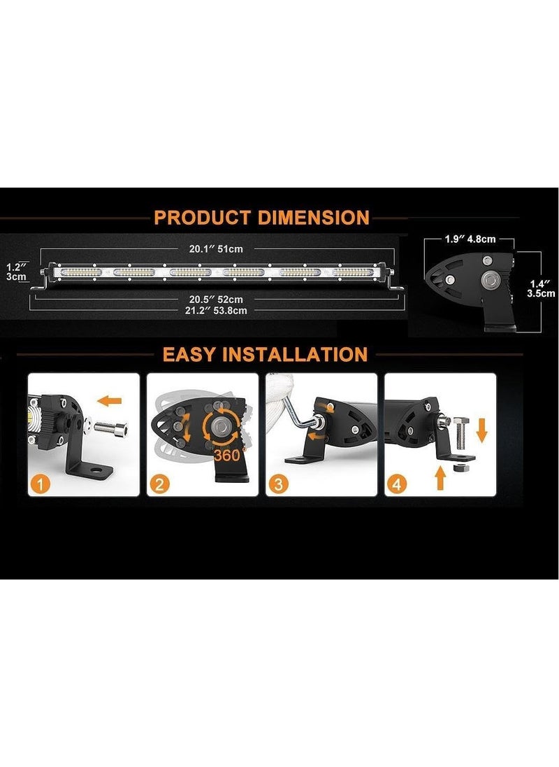 Generic - Off-Road LED Light Bar - Dual Color Combo Beam, IP68 Waterproof, 162W, 51cm, 72 LED Points - Image 1