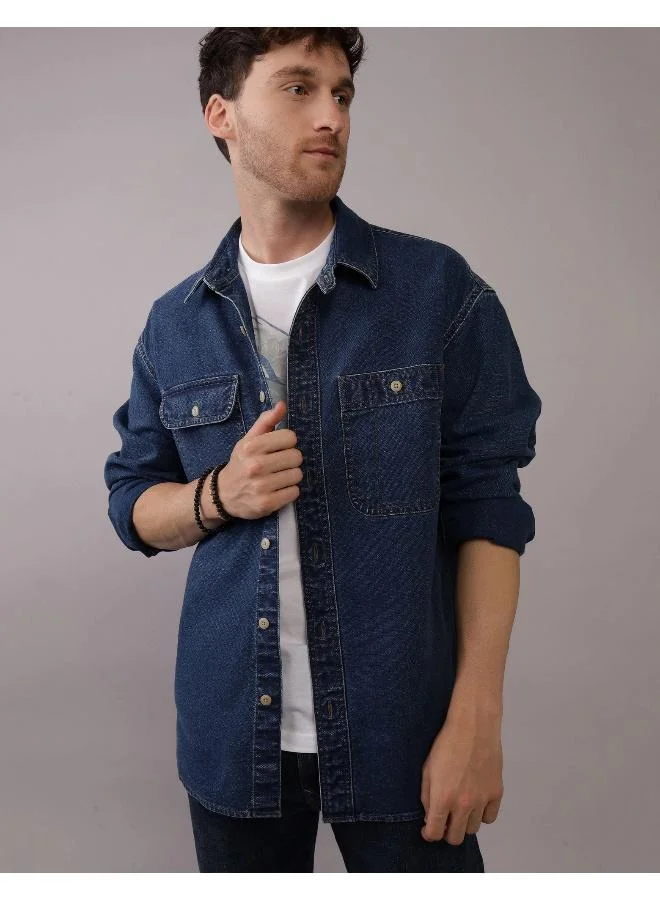 American Eagle AE Oversized Denim Shirt Jacket