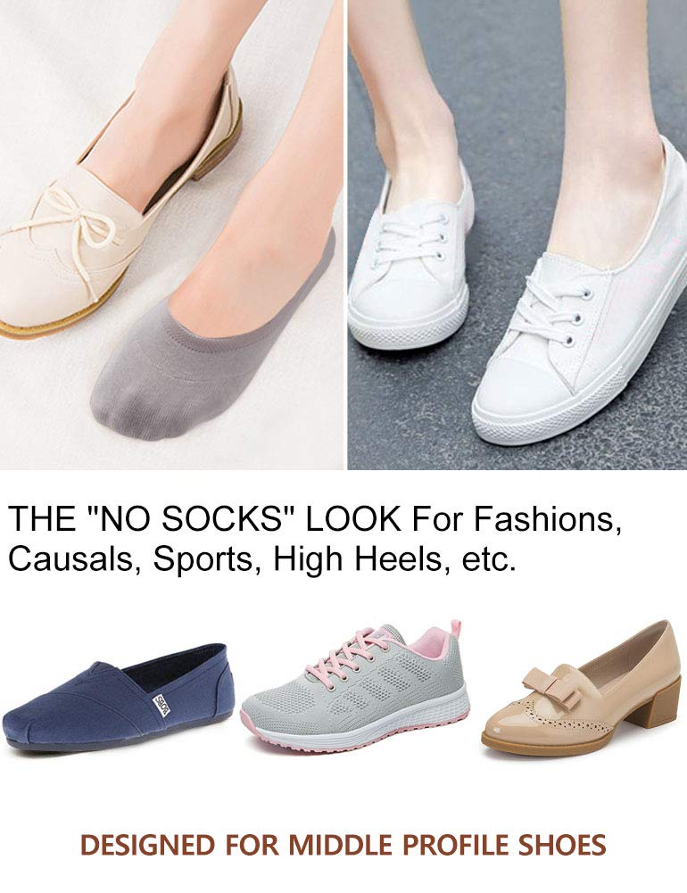 VERO MONTE 4 Pairs SOFT No Show Socks Women Athletic No Slip Liner (GREY, 6-7.5) - Image 2