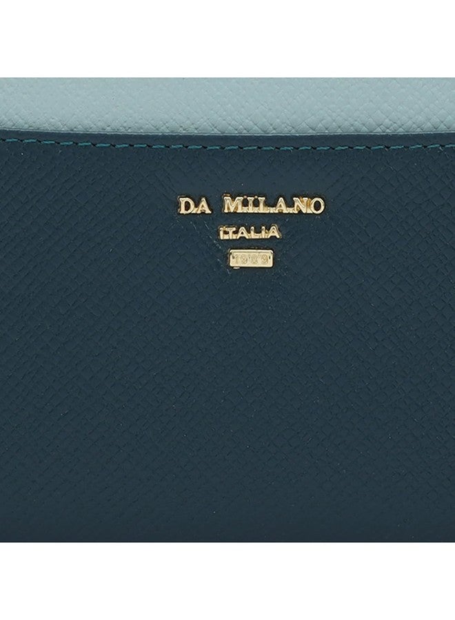 Da Milano Genuine Leather Blue Zip Around Women Wallet (10011A) - Image 5