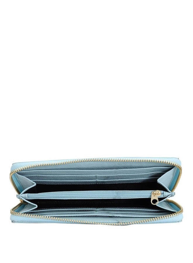 Da Milano Genuine Leather Blue Zip Around Women Wallet (10011A) - Image 4