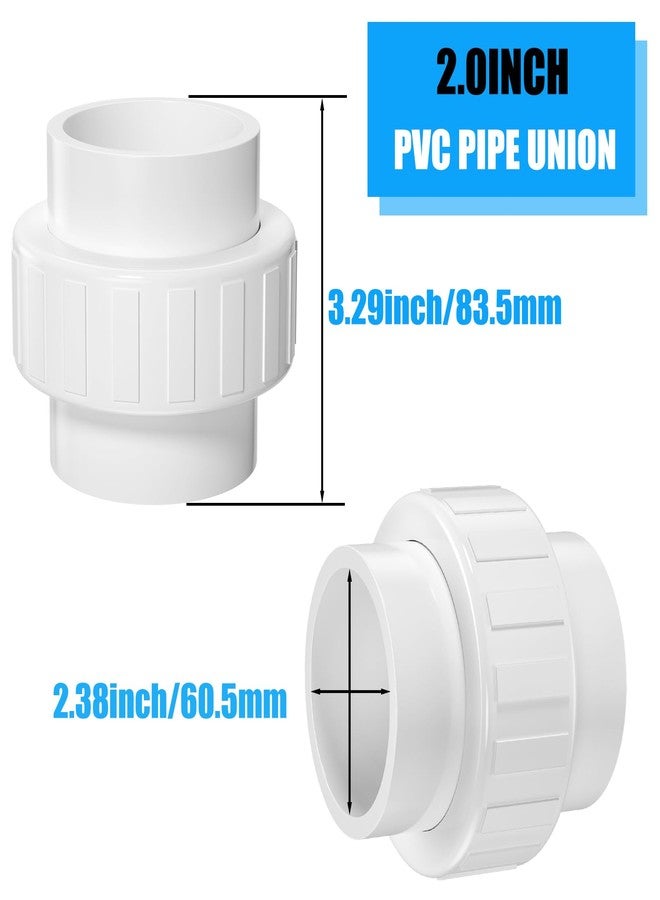 AODESTINY 2Inch PVC Union Coupling, 2PCS Furniture Grade PVC Union Pipe Fittings with EPDM O-Ring, White Slip PVC Union Coupling Adapter Schedule 40 for Irrigation, Pool & Spa System, indoor Plumbing Project - Image 2