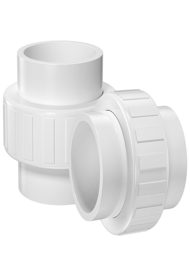 AODESTINY 2Inch PVC Union Coupling, 2PCS Furniture Grade PVC Union Pipe Fittings with EPDM O-Ring, White Slip PVC Union Coupling Adapter Schedule 40 for Irrigation, Pool & Spa System, indoor Plumbing Project - Image 1