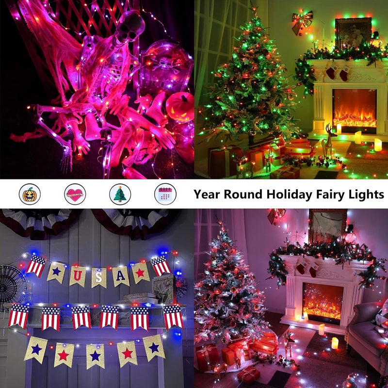 BrizLabs Christmas Fairy String Lights 33ft 100 LED Color Changing Christmas Fairy Lights with Remote Timer USB Rainbow Christmas Lights Green St Patricks Day Light for Xmas Halloween Party Wedding - Image 3