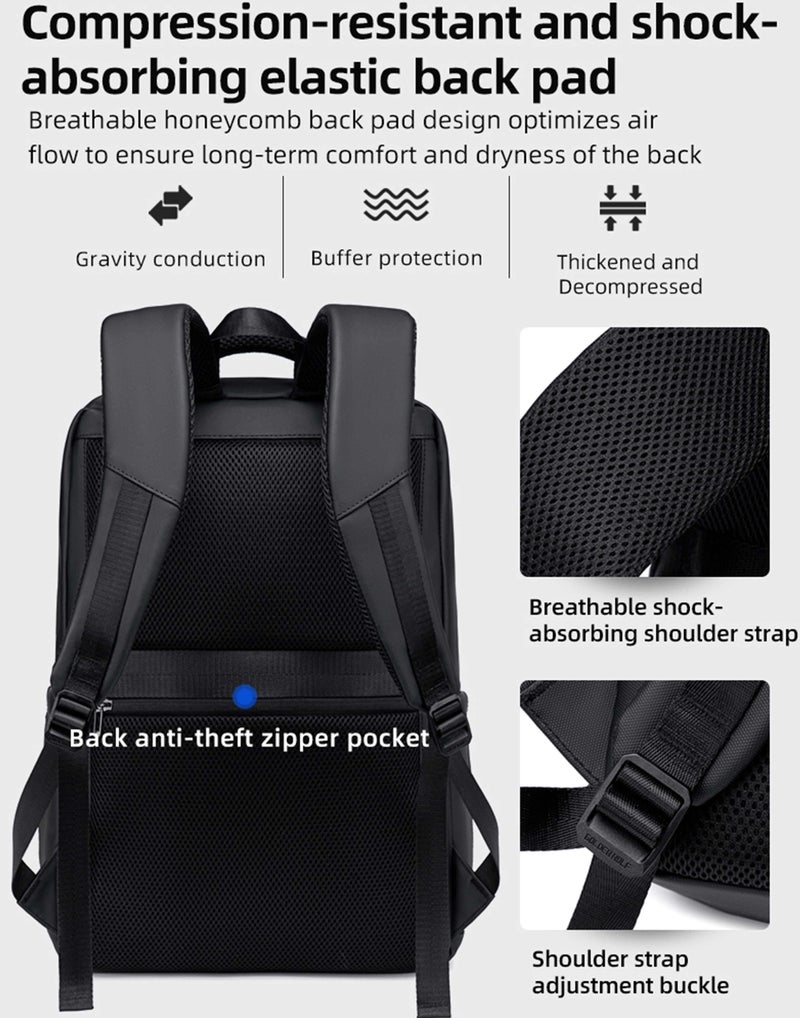 ARCTIC HUNTER Golden Wolf Slim Laptop Backpack Water Resistant 108° Degree Opening Daypack for Business Casual Travel College for Men Women, GB00707, Black - Image 3