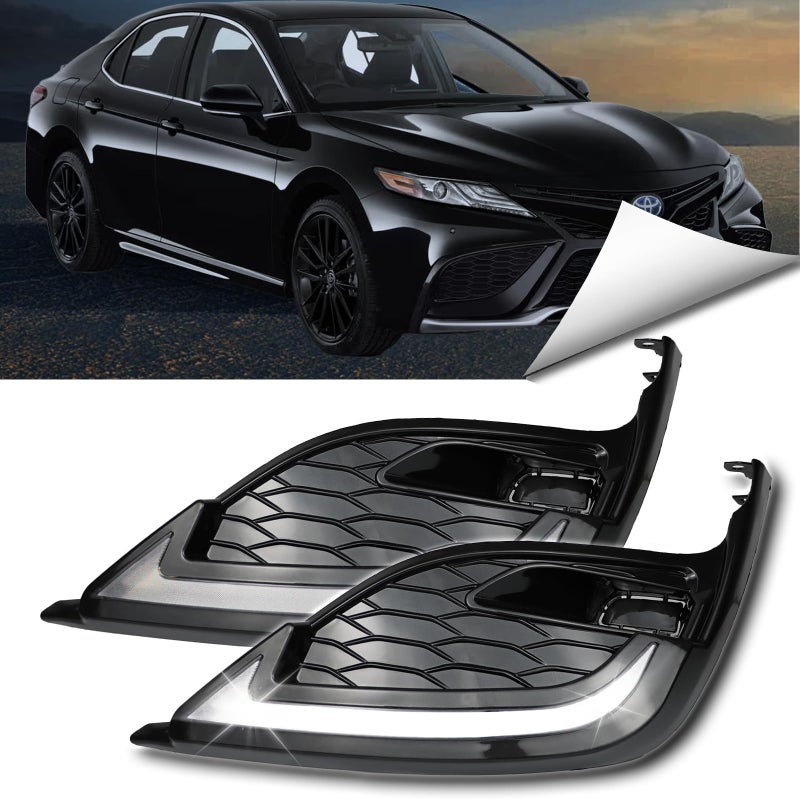 BINQIGOO LED Front Bumper Fog Light Switchback White Daytime Running Light Amber Turn Signal Lamp Compatible with Toyota Camry 20212024 SE XSE Accessories