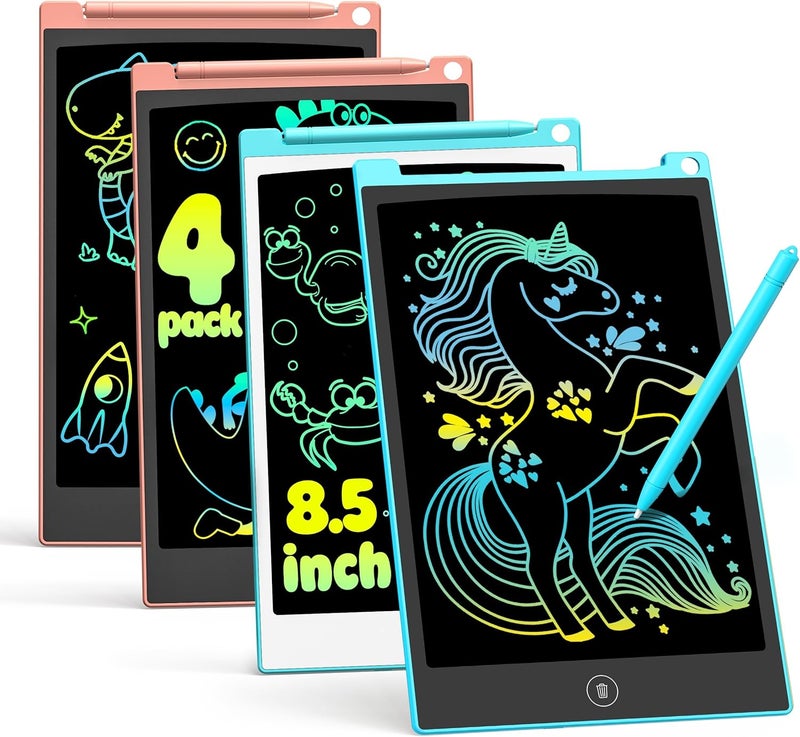 TECJOE LCD Writing Board, 2 Pack, 8.5 Inch Tablet for Children and Adults, Erasable, Reusable Writing Drawing Pad, with Lockable Erase Button (Blue + Pink) - Image 1