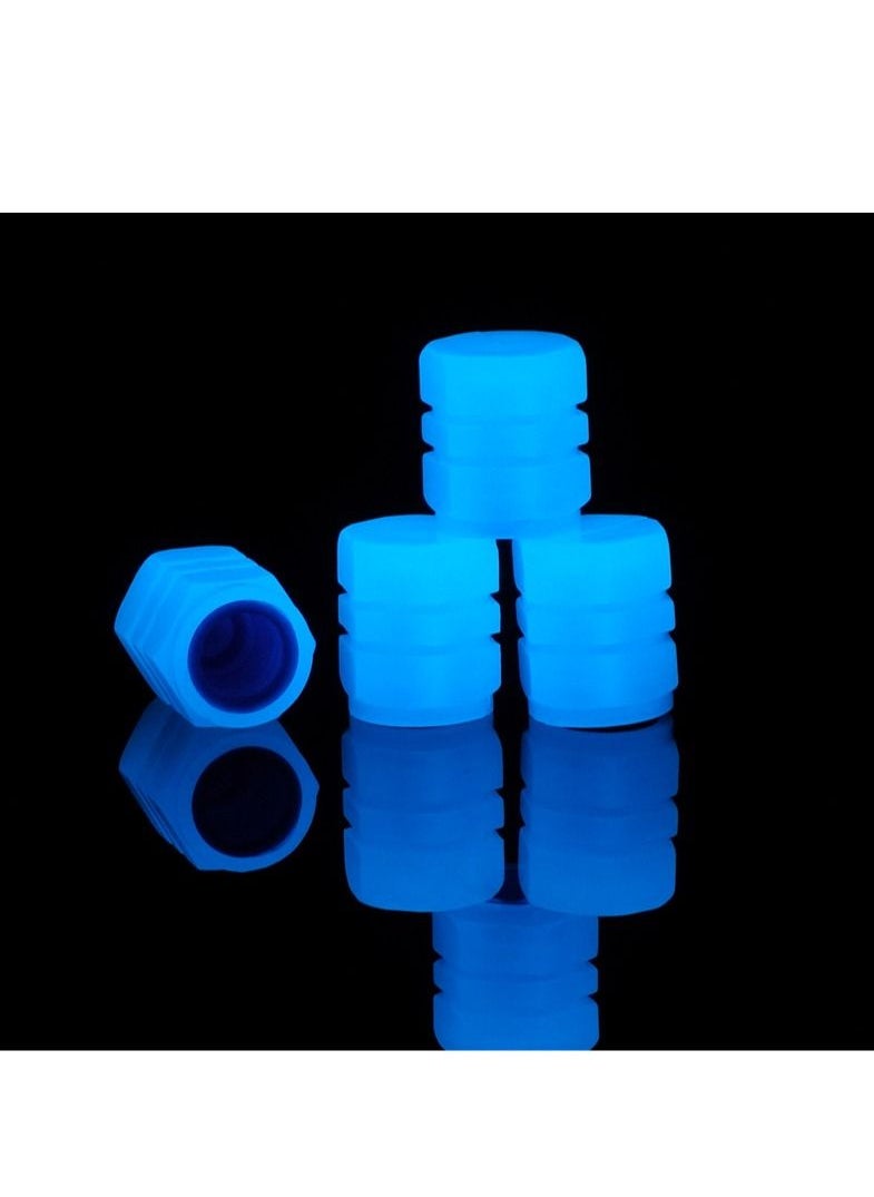 Generic 4-pieces Luminous Valve Caps Fluorescent Bule Night Glowing Car Motorcycle Bicycle Wheel Styling Tyre Hub Luminous Cap Decor  - Image 1