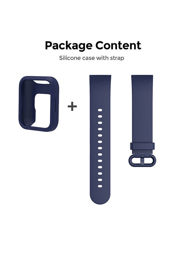 O Ozone Silicon Band+Matching case For Xiaomi MI Lite /Redmi Band Dark Blue  - Image 5