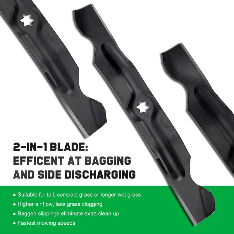 Grasscool 942-04053C Mower Blades for MTD Cub Cadet Troy Bilt 50" Deck Zero Turn Riding Mower Lawn Tractor Replace 742-04056 942-04056 (6 Point Star Mounting Hole) - Image 4