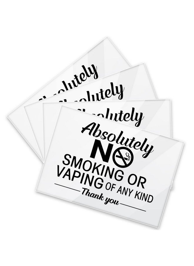 Shimeyao 4 Pcs No Smoking Signs Absolutely No Smoking No Vaping Of Any Kind Signs No Smoking Sign Includes Adhesive Strips For Easy Installation For Business Home Door Office Restaurant 3.5 X 5 Inch  - Image 1