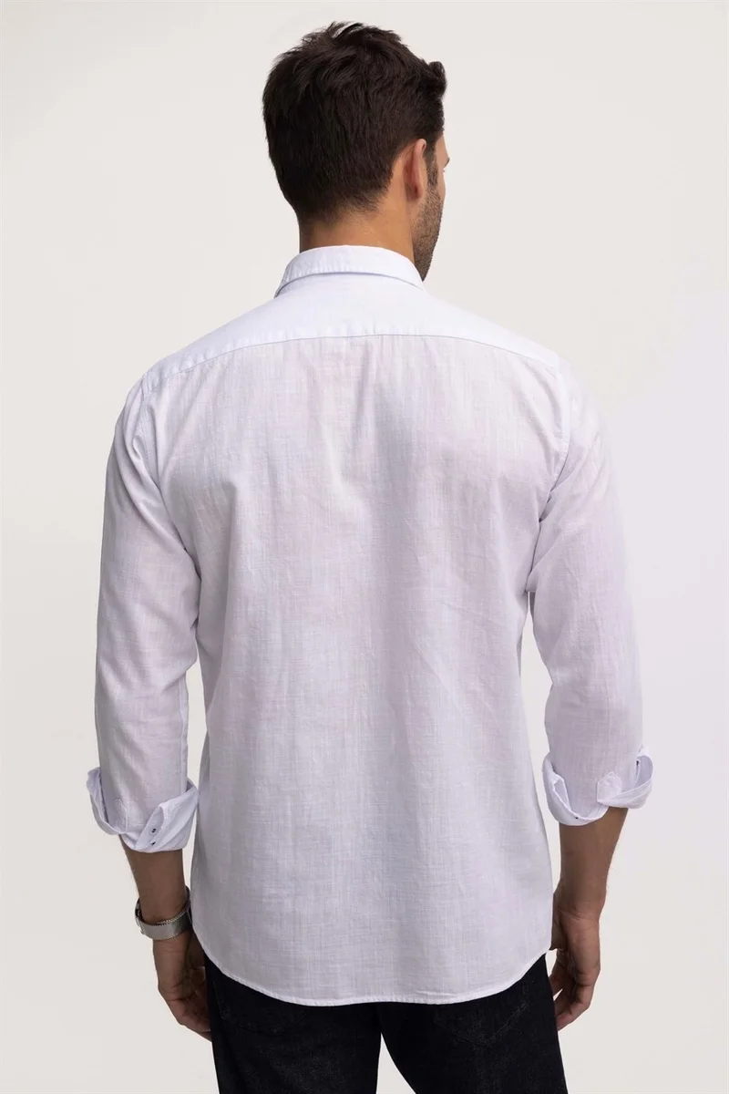 Tudors Classic Fit Long Sleeve Linen Plain Men's Shirt