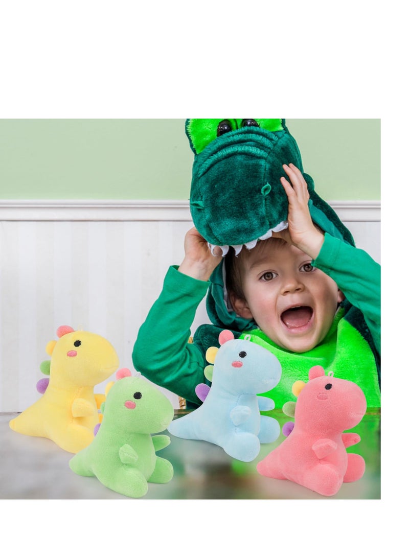 Excefore 4 PCS Stuffed Dinosaurs Animal Toy with Keychain, Mini Dinosaur Stuffed Animals, Suitable for for Kids Theme Party Birthday Gifts  - Image 5