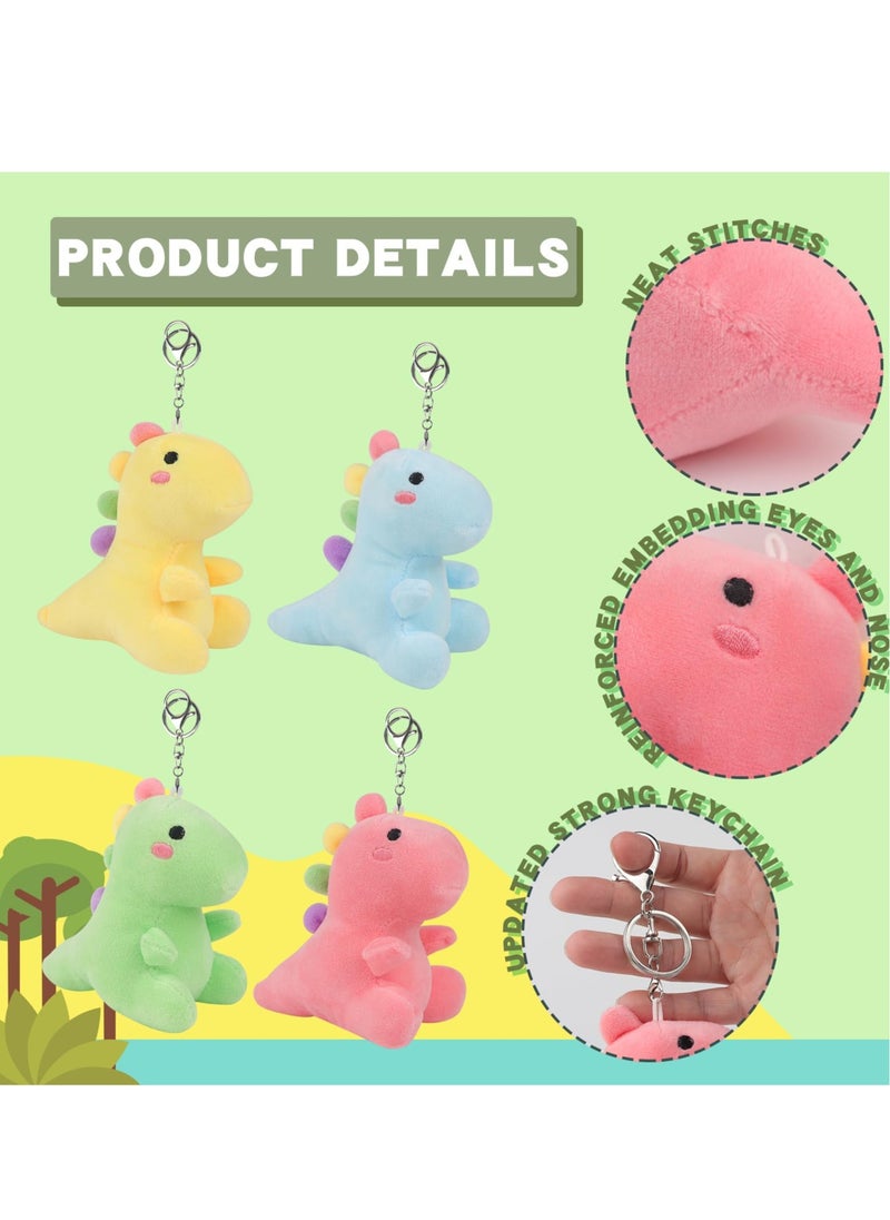 Excefore 4 PCS Stuffed Dinosaurs Animal Toy with Keychain, Mini Dinosaur Stuffed Animals, Suitable for for Kids Theme Party Birthday Gifts  - Image 3