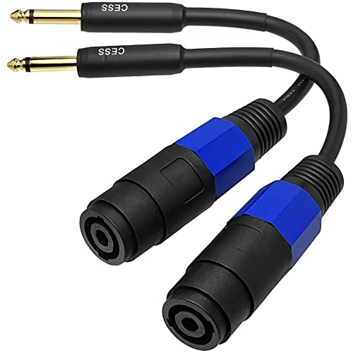 CNCESS 1/4 Inch TS Male to Speakon Female Adapter Cable, Gold Plated Plug, Short PA Speaker Lead, 6 Inch, 2 Pack - Image 1