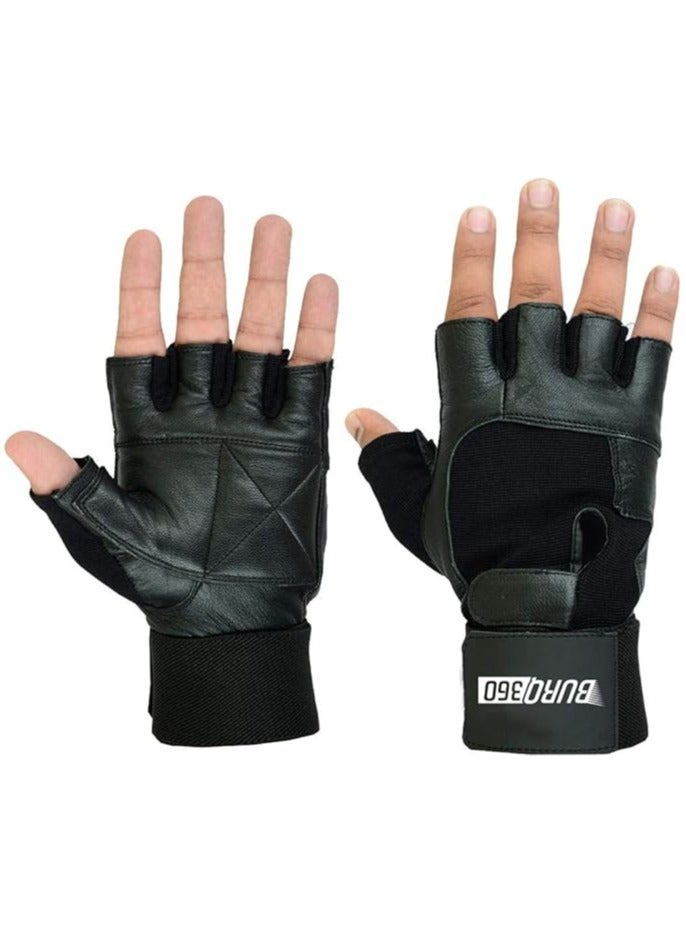 SportQ Weight lifting gloves with adjustable long wrist wraps and extra padding for gym and exercise.  - Image 1