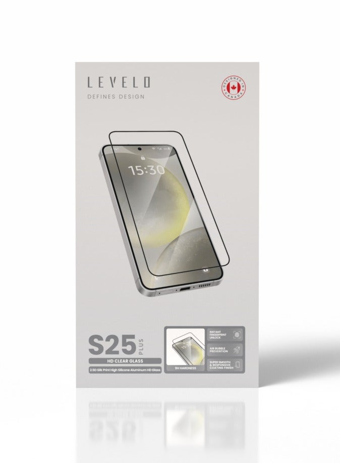 LEVELO S25 Plus Screen Protector / 2.5D Silk Print High Silicone Aluminum / Oleophobic and Hydrophobic Coating / Instant Fingerprint Unlock / Air Bubble Prevention / Super Smooth & Responsive Coating Finish - Clear - Image 2
