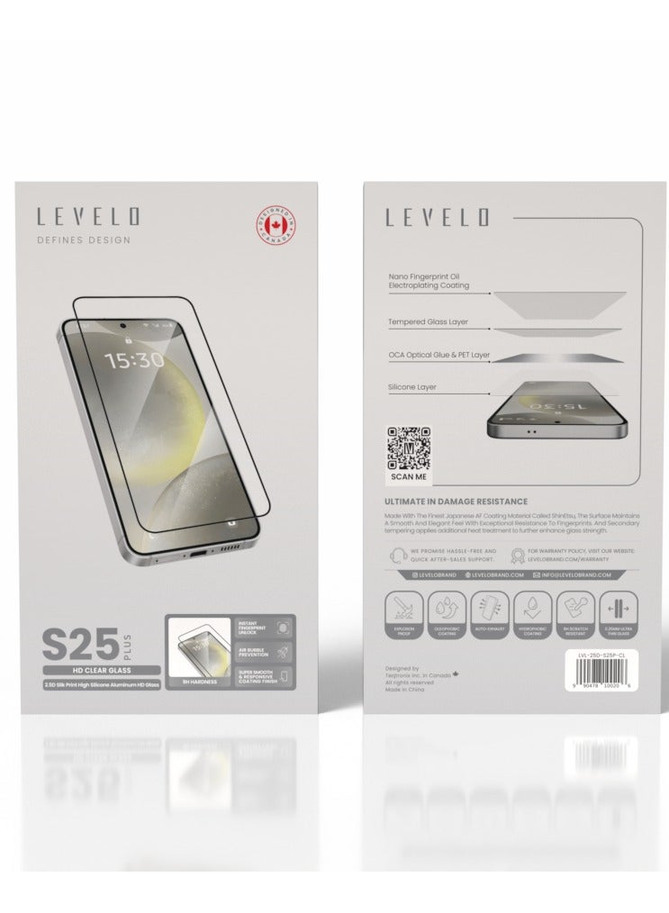LEVELO S25 Plus Screen Protector / 2.5D Silk Print High Silicone Aluminum / Oleophobic and Hydrophobic Coating / Instant Fingerprint Unlock / Air Bubble Prevention / Super Smooth & Responsive Coating Finish - Clear - Image 3