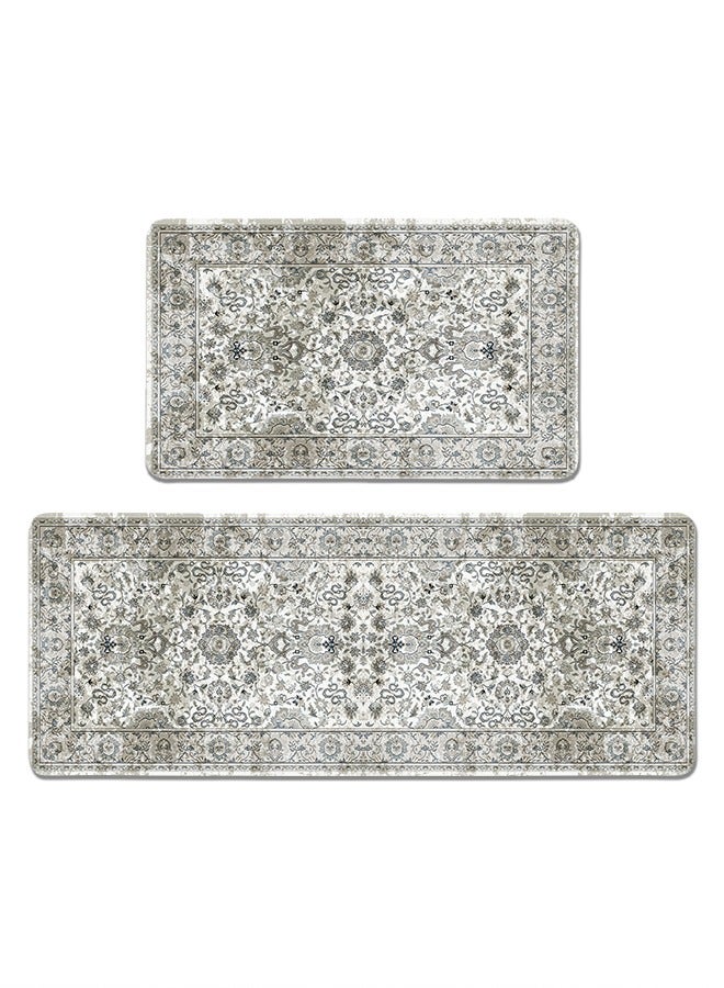 2 PCS Kitchen Floor Mats Rugs Set, Cushion Floor Carpet, Waterproof, Oil Resistant and Anti-Fatigue PU Standing Mat for Kitchen, Floor, Office, Sink, Laundry 45*75CM+45*120CM - Image 1