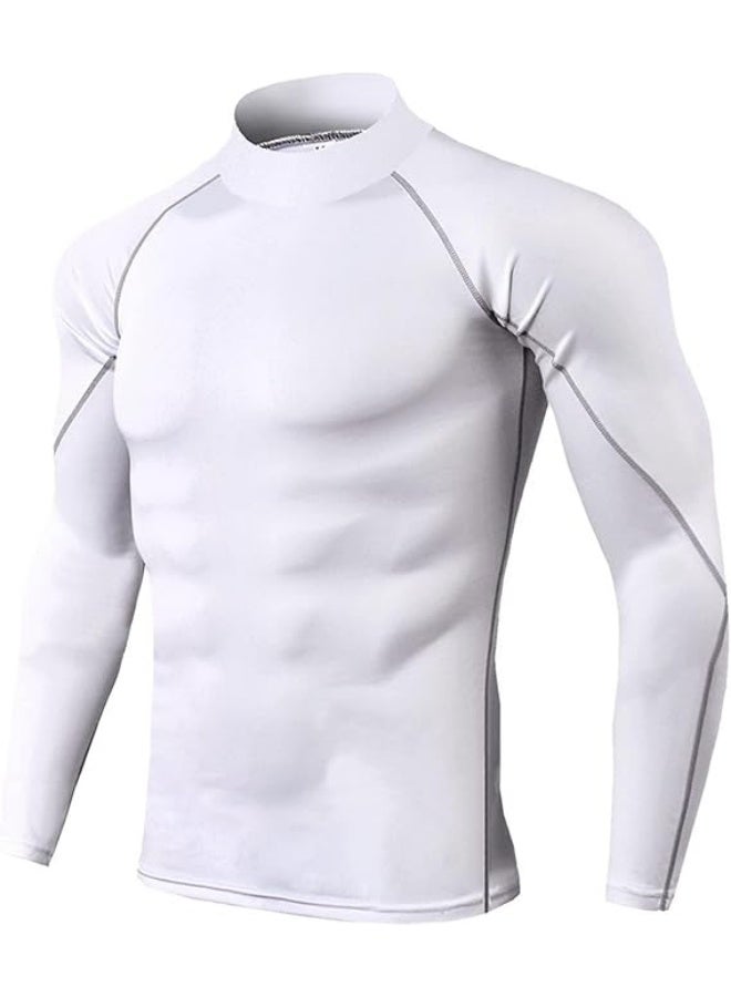Men's Turtleneck Fitness Long Sleeves, Turtle Neck Compression Shirts for Men, Compression Long Sleeve Men - Image 1