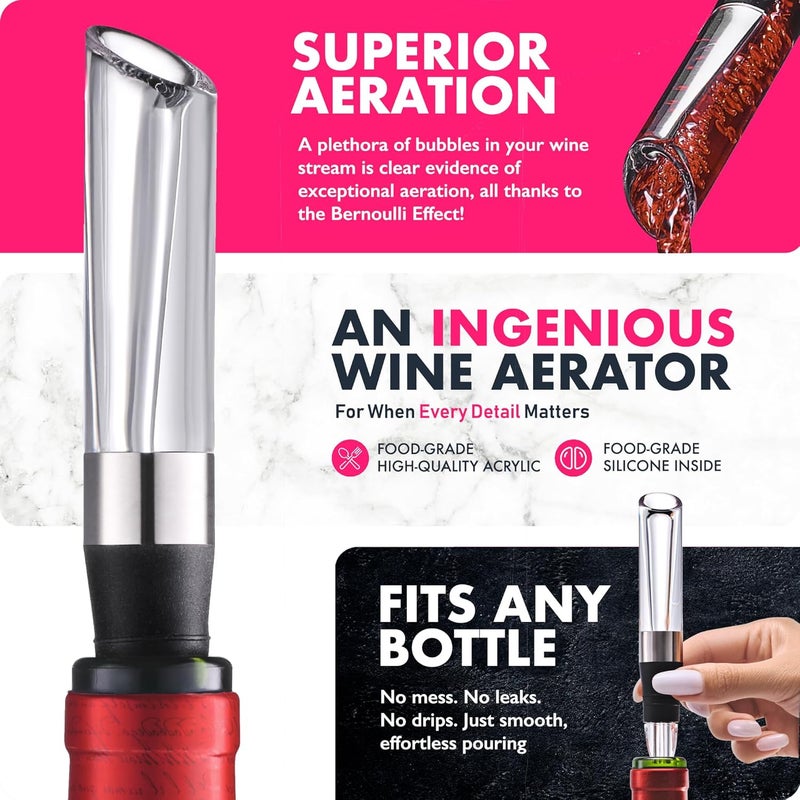 VINABON ** Wine Aerator - Premium 2025**: أداة تهوية النبيذ من الطراز الفاخر، تُستخدم لتحسين نكهة وعبير النبيذ، وتأتي مع كتيب إلكتروني يحتوي على نصائح حول تقديم النبيذ (WineGuide Ebook). - Image 4