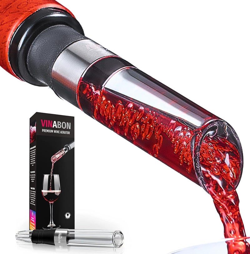 VINABON ** Wine Aerator - Premium 2025**: أداة تهوية النبيذ من الطراز الفاخر، تُستخدم لتحسين نكهة وعبير النبيذ، وتأتي مع كتيب إلكتروني يحتوي على نصائح حول تقديم النبيذ (WineGuide Ebook). - Image 1