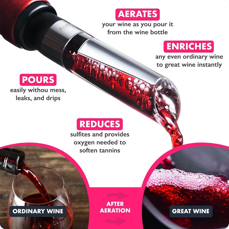 VINABON ** Wine Aerator - Premium 2025**: أداة تهوية النبيذ من الطراز الفاخر، تُستخدم لتحسين نكهة وعبير النبيذ، وتأتي مع كتيب إلكتروني يحتوي على نصائح حول تقديم النبيذ (WineGuide Ebook). - Image 5