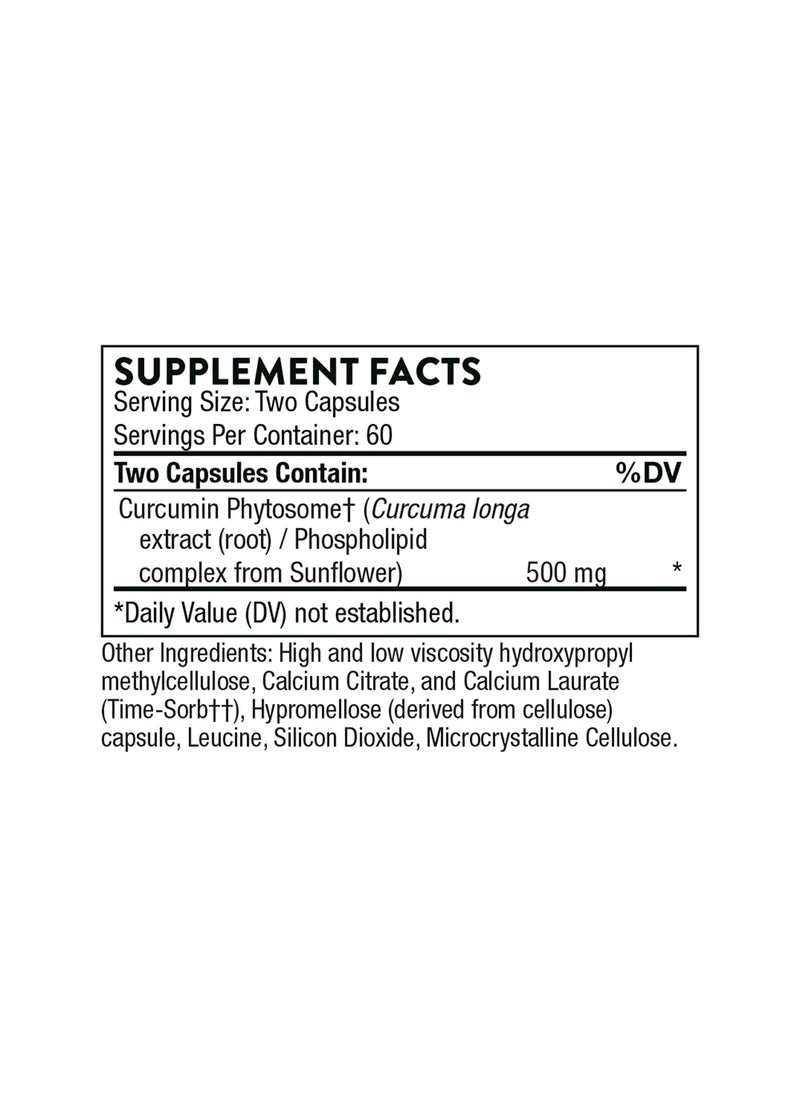 Thorne - Curcumin Phytosome 500mg Sustained Release Dietary Supplement - 120 Capsules - Image 1