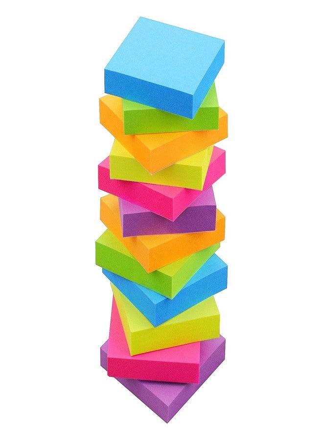 SIMONA Sticky Notes 2x2, 6 Color Bright Colorful Sticky Pad, 12 Pads/Pack, 100 Sheets/Pad, Self-Sticky Note Pads (Green, Yellow, Blue, Orange, Purple, Rose) - Image 1