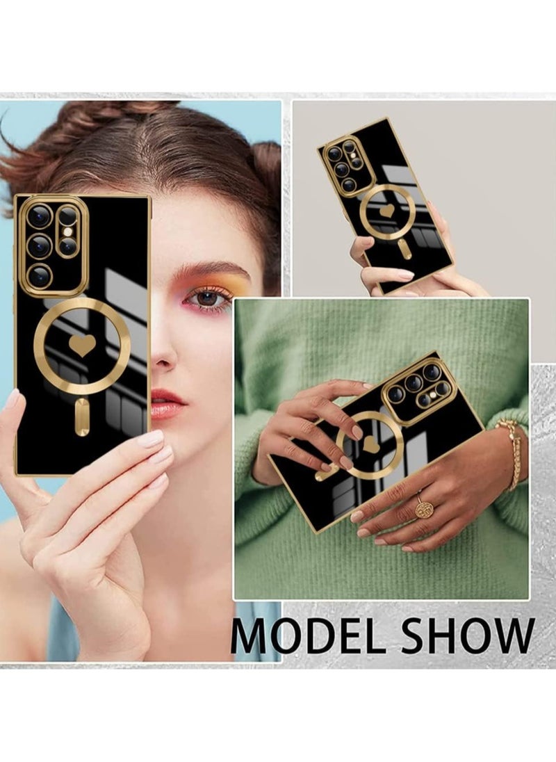 Color Fans - Magnetic Case for Samsung Galaxy S23 Ultra Support Magsafe Charging Luxury Plating Electroplate Elegant Shockproof Slim Phone Case Black - Image 1