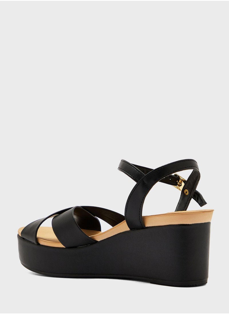 Beira Rio Ankle Strap Mid Heel Wedge Sandals  - Image 3