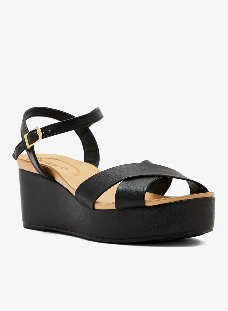 Beira Rio Black Wedge Sandals for Women – Stylish Wedge Heel Sandals for Girls & Daily Wear for Women | Best Price UAE