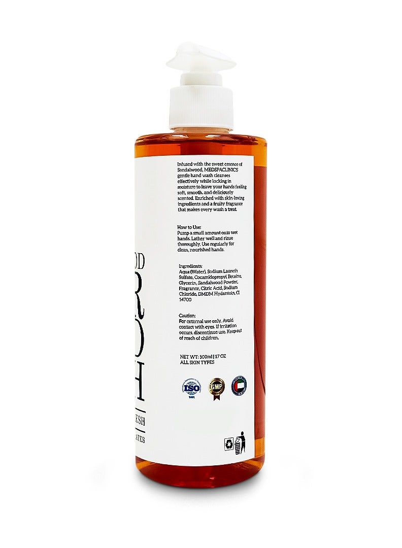 MEDSPACLINIC Sandalwood Noir Hand Wash, Cleansing and Nourishing Formula, 500ml - Image 3